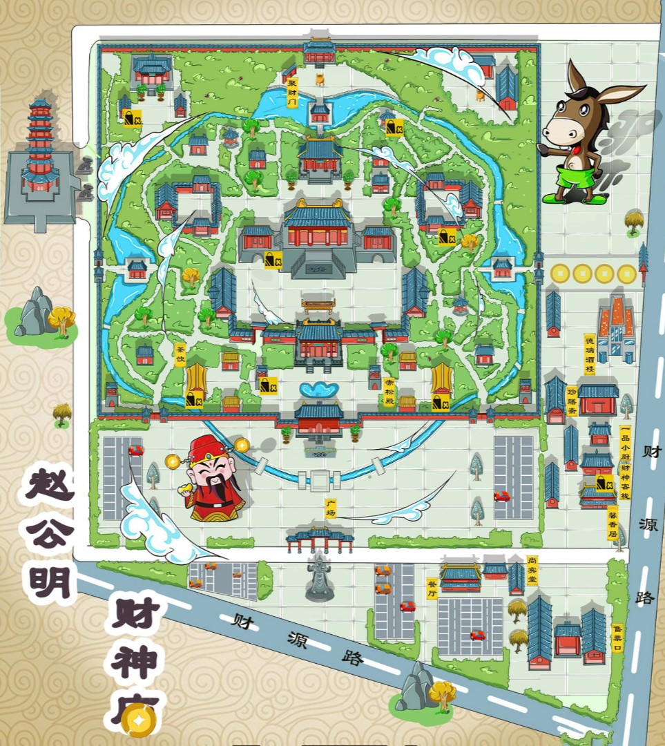 瀍河回族寺庙类手绘地图